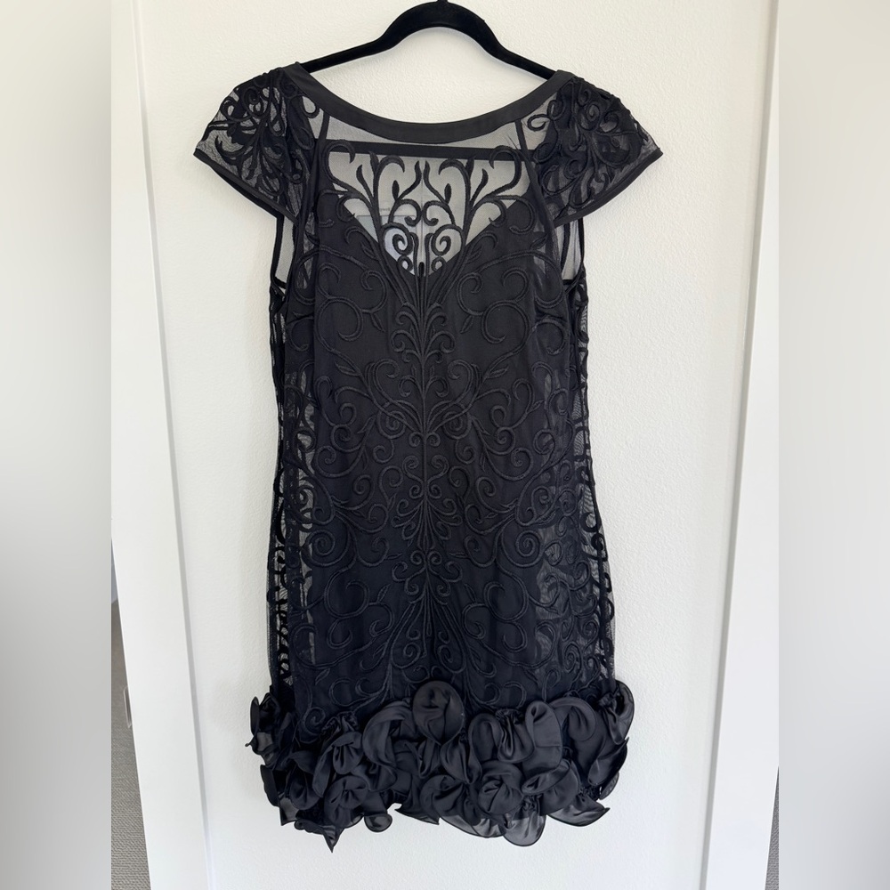 Guess Black Embroidered Sheer Mini Dress
